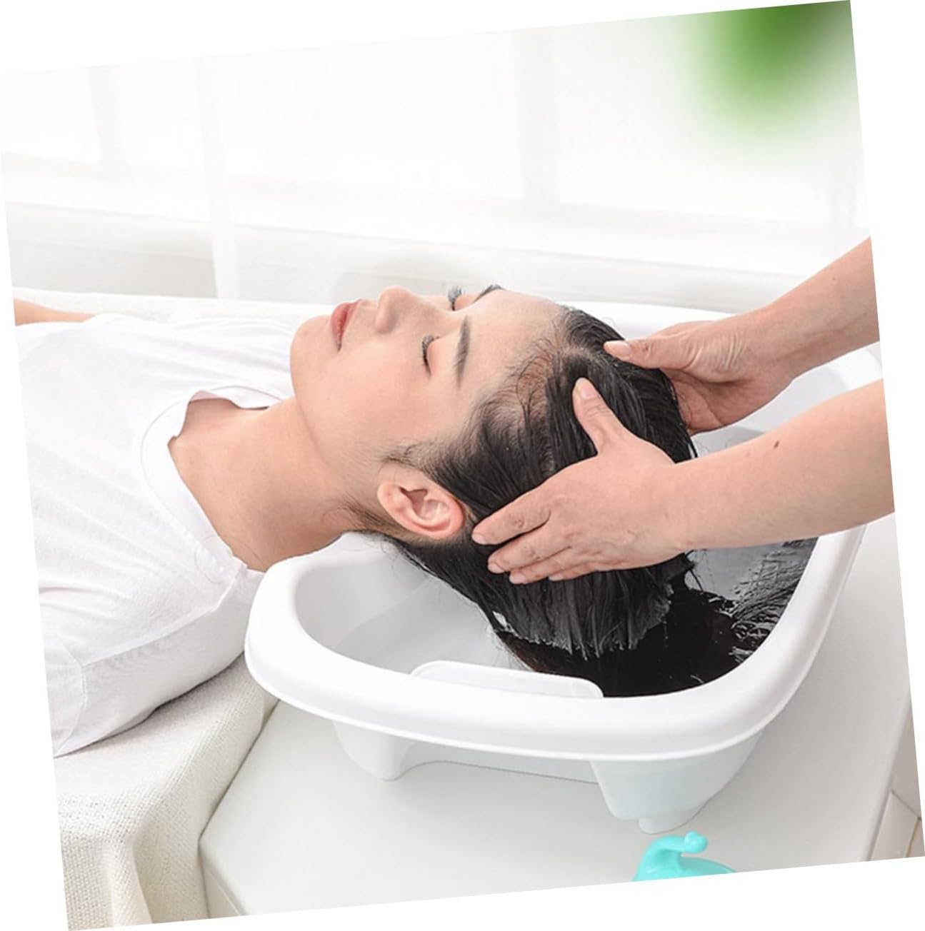1pc Hair Wash Bowl Portable Shampoo Tub for Boys and Girls Adults Plastic Sink Basin Temperature Sensor