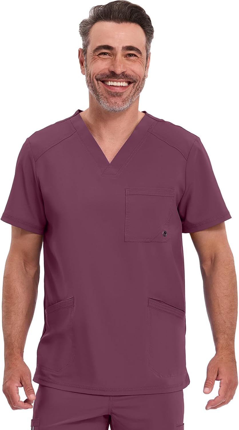 Cherokee Infinity Men's V-Neck Scrub Top with 3 Pockets and 360° Stretch