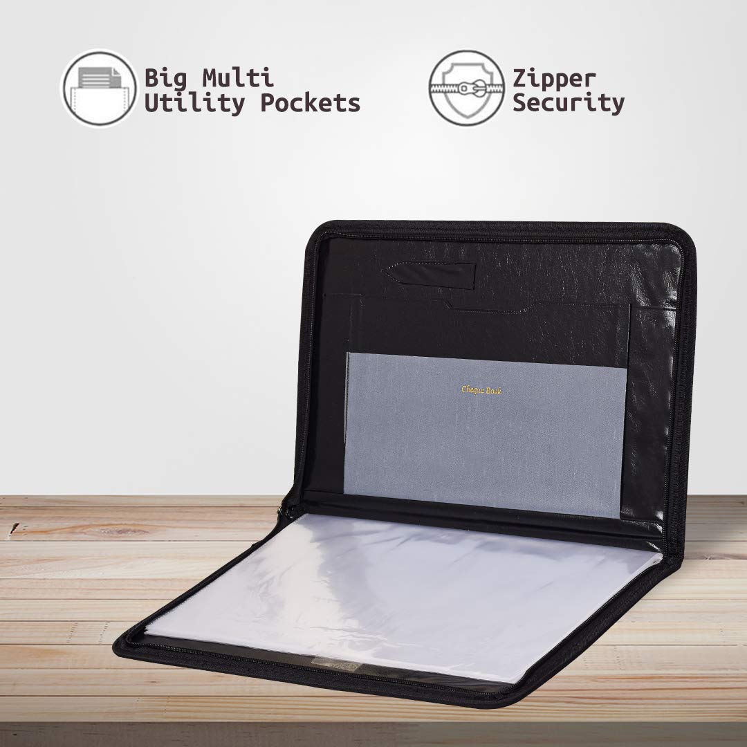 Zeeke OFIXO - Carpeta de archivos de cuero sintético profesional para certificados, soporte para documentos, tarjetero, soporte para cheques con 20 hojas (tamaño B4, carpeta de archivos (línea
