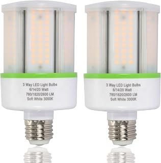 TJBB 3 Way Light Bulbs LED 60-140-200W Equivalent Soft White 3000K,A21 LED Bulb 6/14/20w,E26 Base 2-Pack
