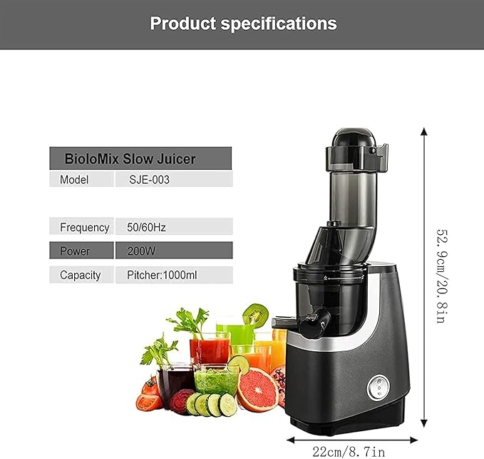 Extractor de Jugos Prensado en Frío 200W Silencioso y Fácil de Limpiar miniatura 2