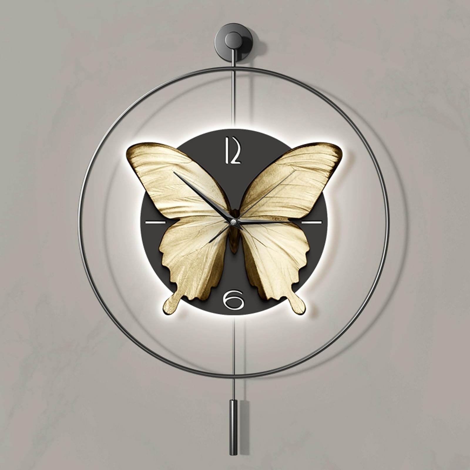 Horloge murale moderne créative silencieuse à papillon décorative pour salle à manger