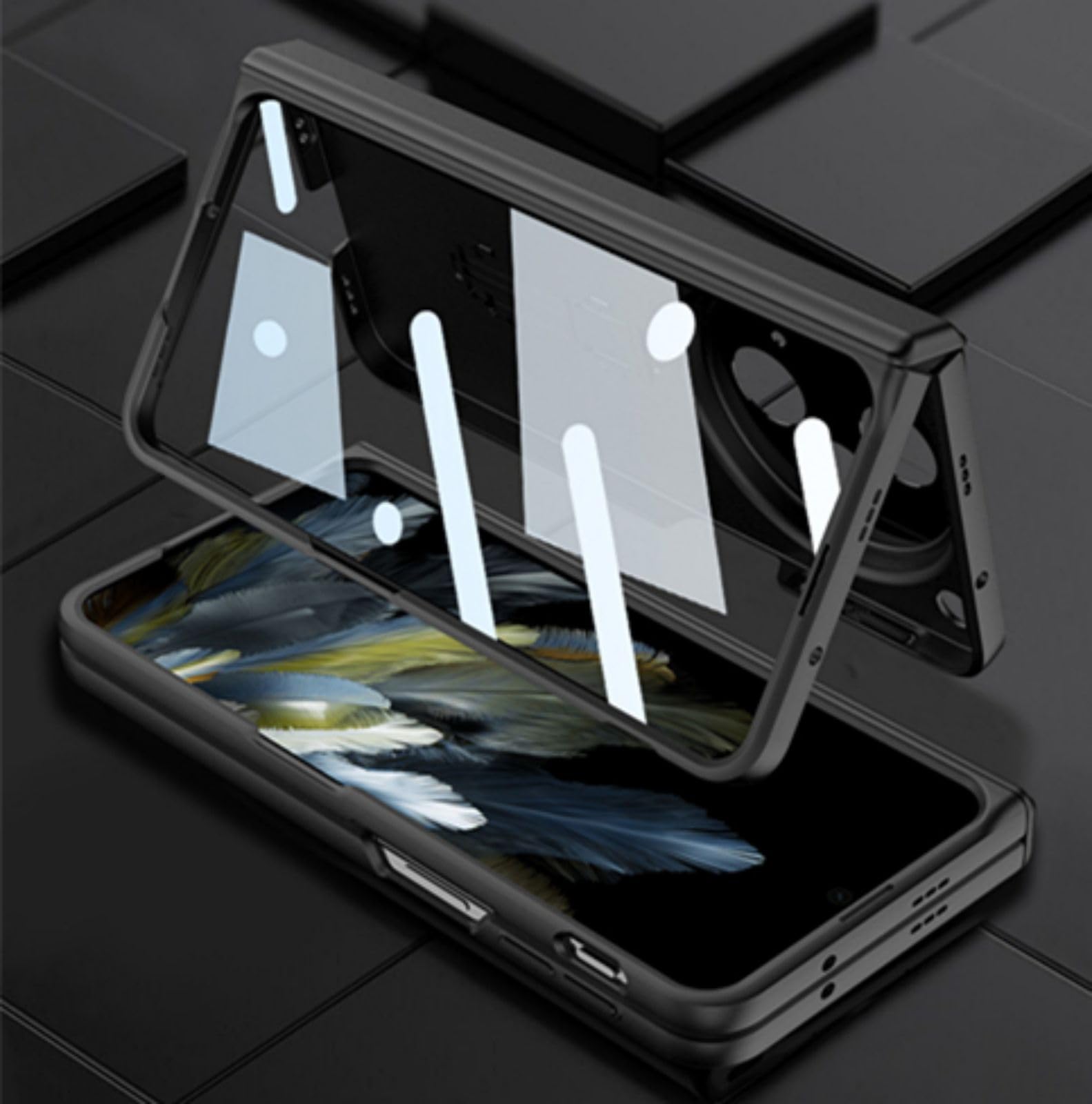 Coque pour OnePlus Open Boîtier Glass Film Magnetic Hinge,Bracket Case Bumper étui pour OnePlus Open/Oppo Find N3(1)