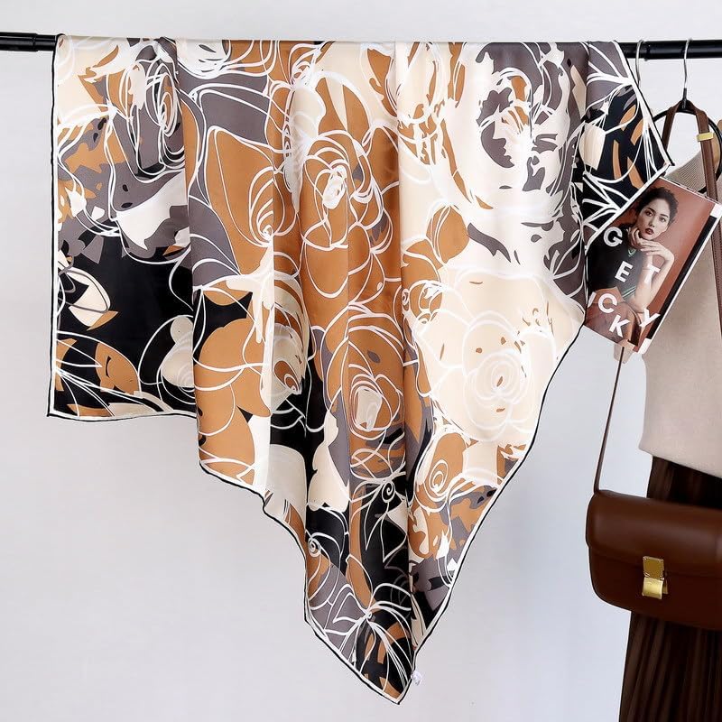 100% Pure Mulberry Silk Scarf 43”*43” Large Square Lightweight Headscarf Women’s Hair Wraps Shawls with Gift Packed - Image 4