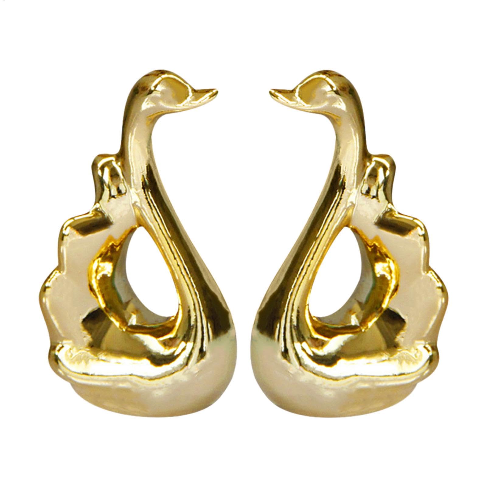 Escultura de Mesa de cisnes, estatuilla de Cisne de cerámica - Decoración de Figuras de cisnes de cerámica,Decoración de Escultura de cisnes de 2 Piezas de Estilo Europeo para oficinas, dormitorios y