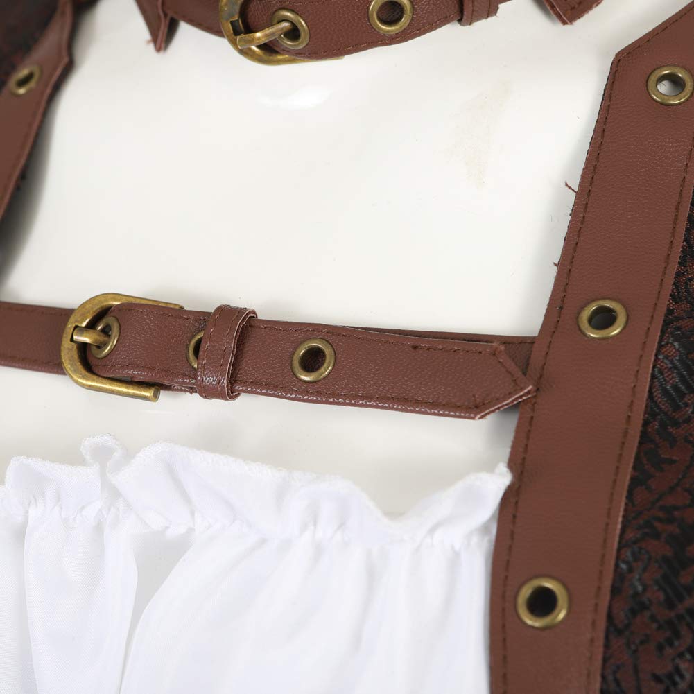 Grebrafan Steampunk Corsage Retro mit Piraten Rock und Bluse | Karneval Kostüm Korsett Damen Steam Punk