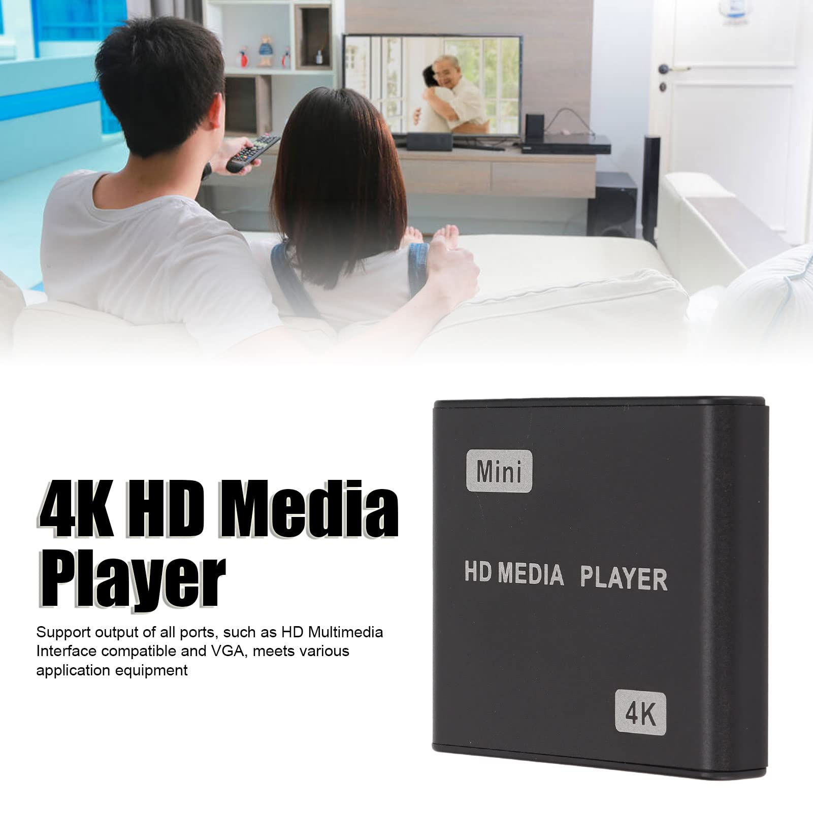 Odtwarzacz multimedialny 4K HD, odtwarzacz wideo Full HD Pilot na podczerwień 100‑240 V dla domu(#3)