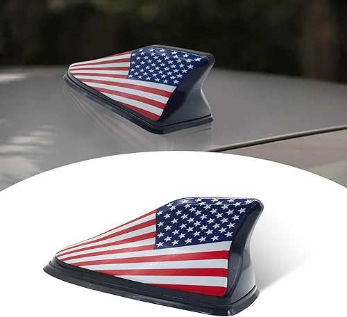 1 antena de aleta de tiburón para automóvil, base de antena de señal de radio AMFM decorada con bandera estadounidense con recogida de señal, disponible en Yaxa Venezuela