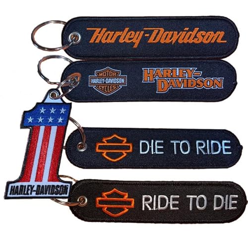 EWIG Pack ahorro colección 3 Llaveros Harley Davidson , en tela, bordados, protegen tu moto