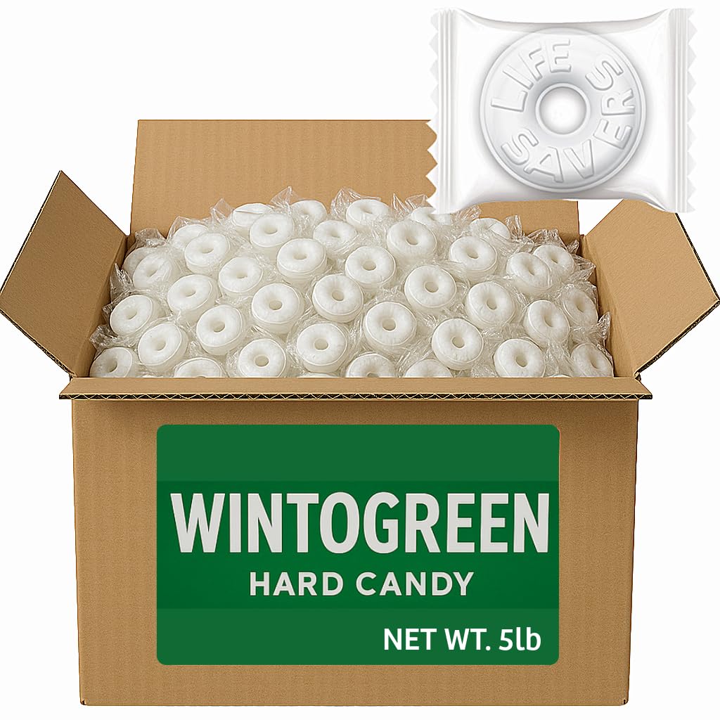 Mint Candy, 5 Pounds BULK package - Individually Wrapped WINT O GREEN Mints MEGA Pack - Hard Mints