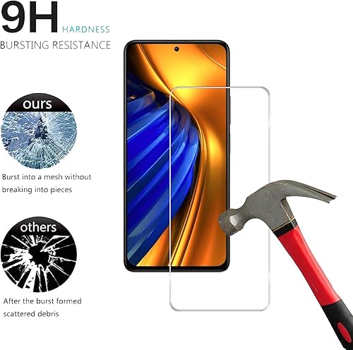 Miniatura 4 de [3+3] Paquete de 3 protectores de pantalla de vidrio templado para Xiaomi Poco F4 con 3 protectores de lente de cámara, transparente HD, dureza 9H,