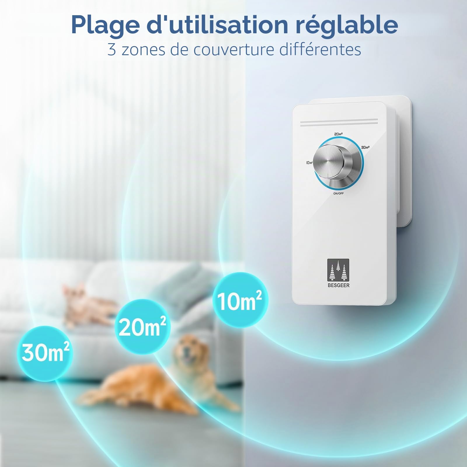 Purificateur d'air à l'ozone avec prise, Ménage générateur d'ozone, Élimine et décompose le formaldéhyde, la fumée, les odeurs et les bactéries dans la pièce, purifie jusqu'à 10-30m², ltra Silencieux