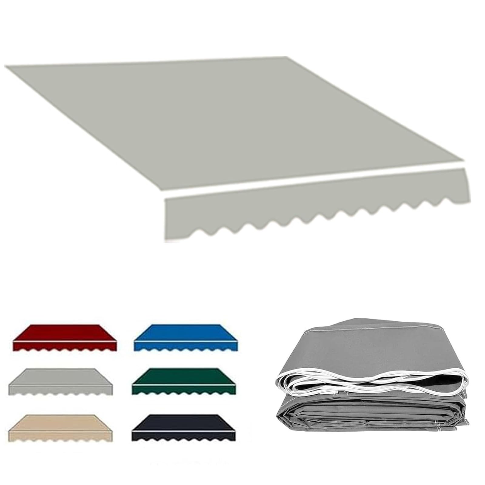 ROFBIHG Retractable Patio Awning Replacement Fabric, Sunshade Patio Awnings Replace Canvas, Weatherproof Replacement Fabric Valance for Yard Garden Windows (Without Frame)(Gray,4x2m(13x6.5ft))