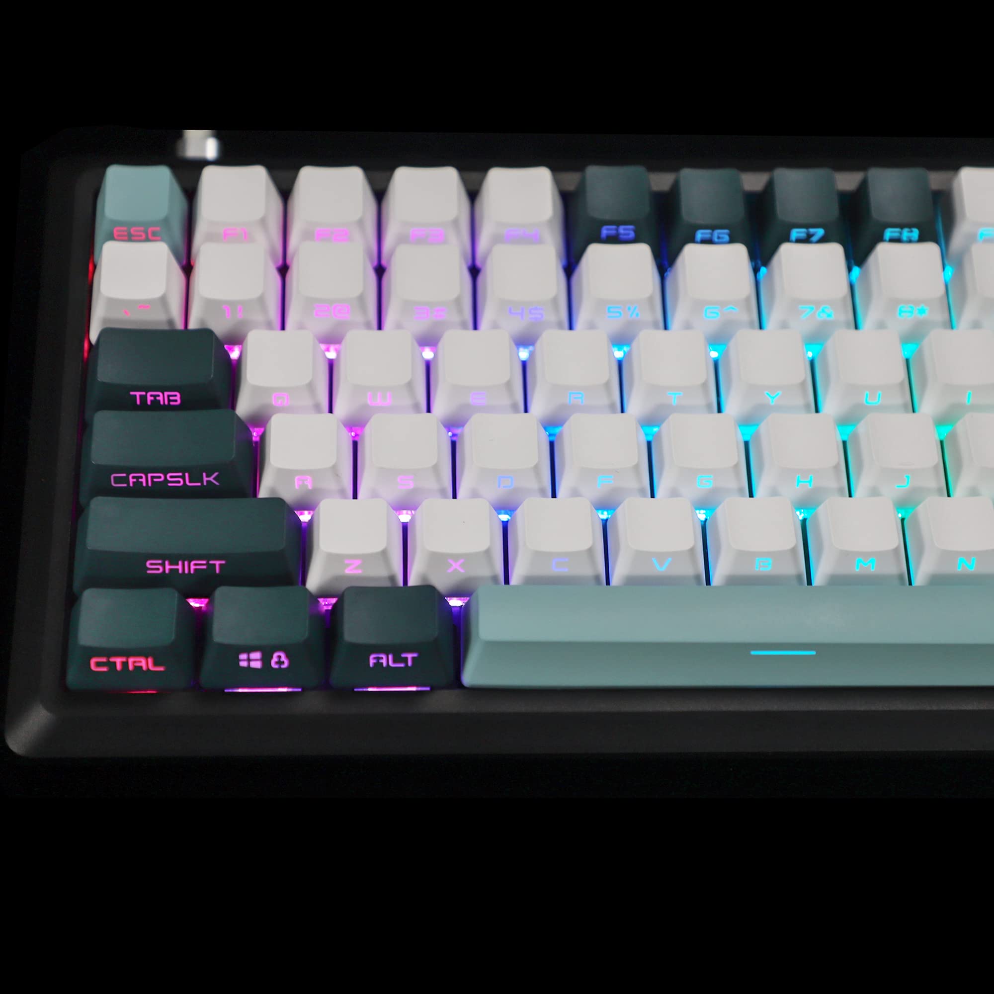 Teclado Mecánico PBT De Doble Color Con Retroiluminación De 104 Teclas, Columna Universal Para Teclado Mecánico Ikbc Cherry MX (gris Cian