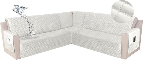 Miniatura 31 de HDCAXKJ Funda impermeable para sofá modular esquinero, de terciopelo en forma de L, para mascotas y perros, suave, resistente, en forma de U, juego