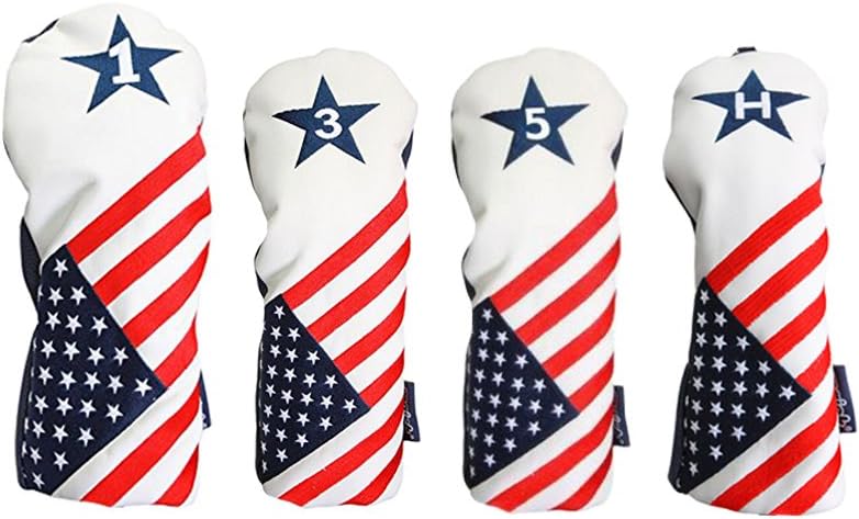 USA 1, 3, 5, H Headcover Patriot Golf Vintage Retro Patriotic Driver Fairway Wood and Hybrid Head Cover Fits All Modern Fairway Wood and Hybrid Club
