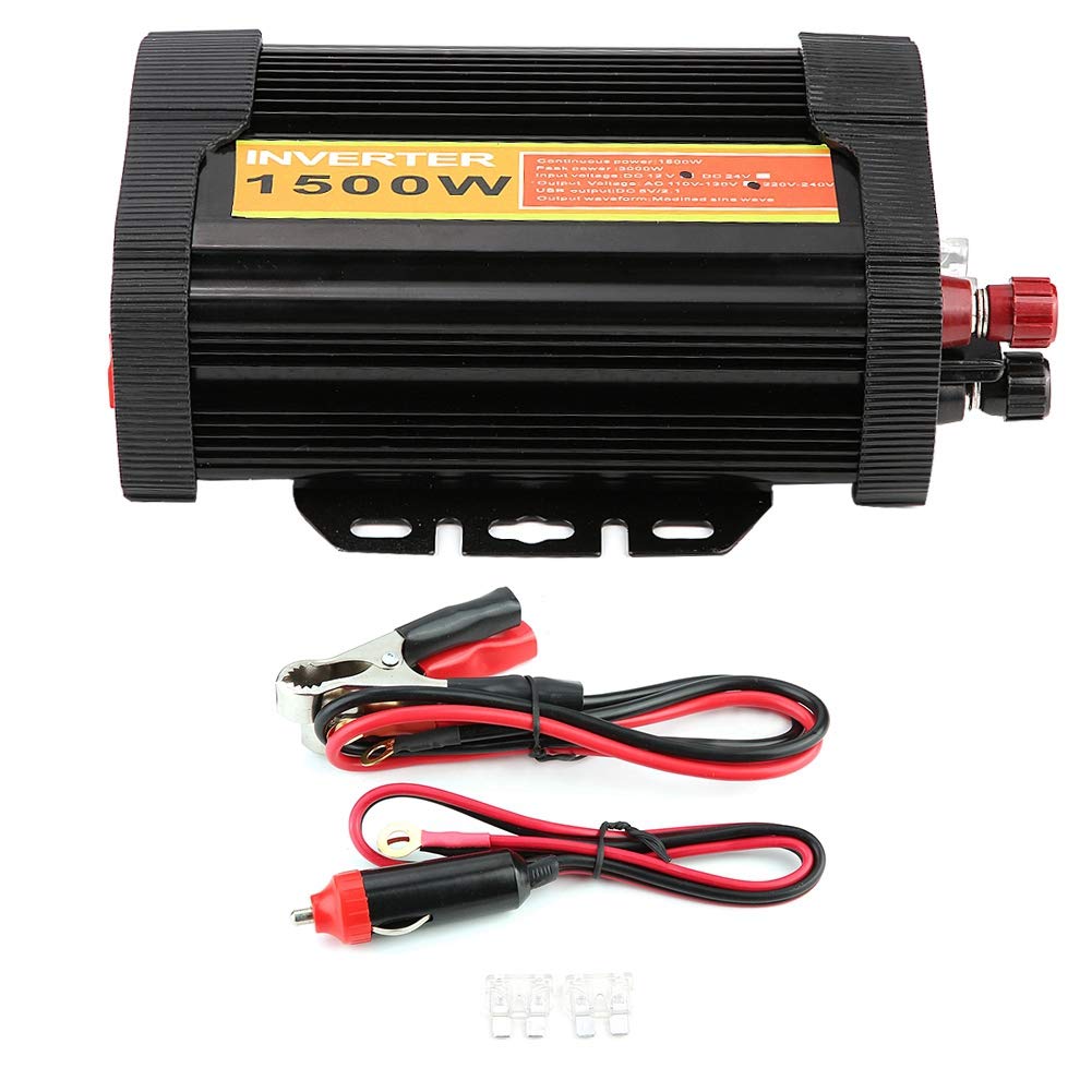 Falownik samochodowy, 1500 W, 12 V DC do 110 V AC, przetwornica napięcia, przetwornica do samochodu