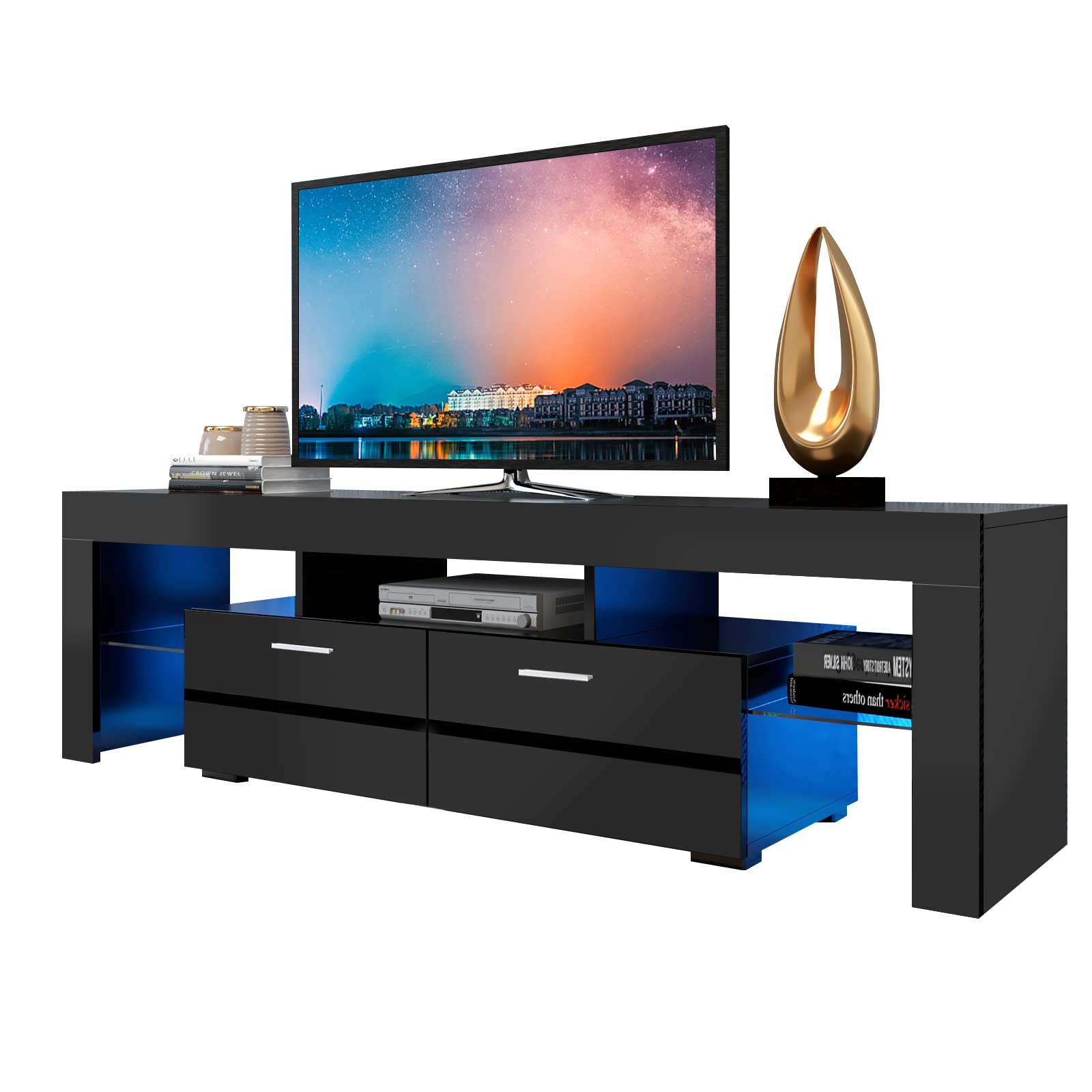 Buy Binrrio LED TV Stand for 70 Inch TV, Entertainment Center with Storage High Gloss