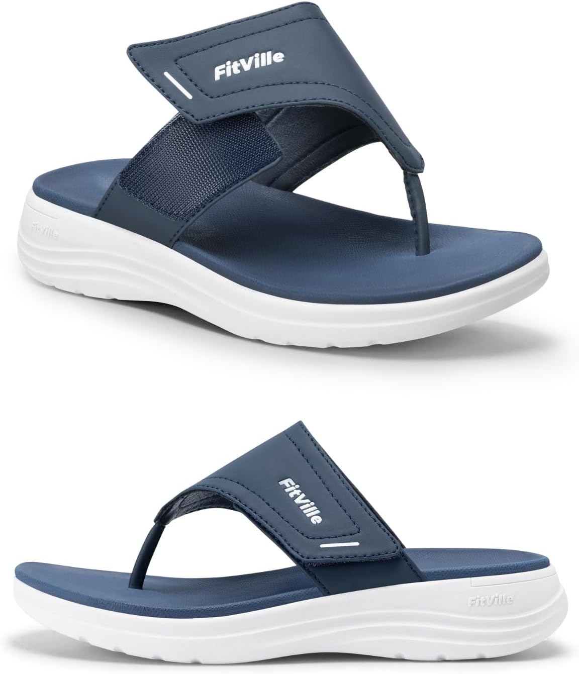 FitVille Wide Flip Flops for Women with Arch Support Wide Width Flip Flops for Women Beach Non Slip