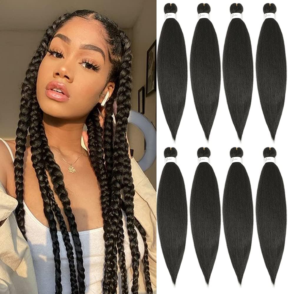 X-Tress Synthetic Hair Extensions for Braiding 8packs/lot 24"Professional Pre-stretched Braiding Hair Soft Yaki Hair Bundle for Braiding Dark Brown Easy Braids Hot Water Setting Crochet Braid(#2)