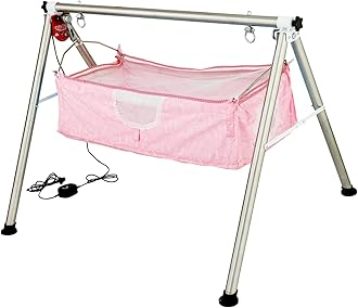 TINYTYKE Automatic Cradle for Baby - Electric Swing w/Adjustable Speed - Semi-Foldable Frame with Pink Cradle Cloth Mosquito Net - Baby Palna/Jhula for Kids of 0 to 3 Years - Carry Upto 20kgs