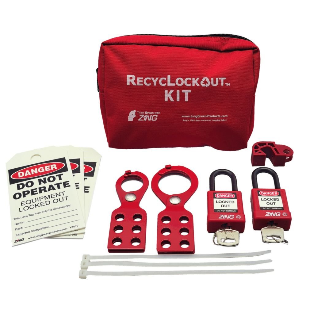 2731 ZING Lock Labeling Kit, Aluminum Locks, 11 Components - Green ZING Safety Recycling Lock Labeling Kit, 11 Components, General Application, ZING Enterprises, Kit of 11
