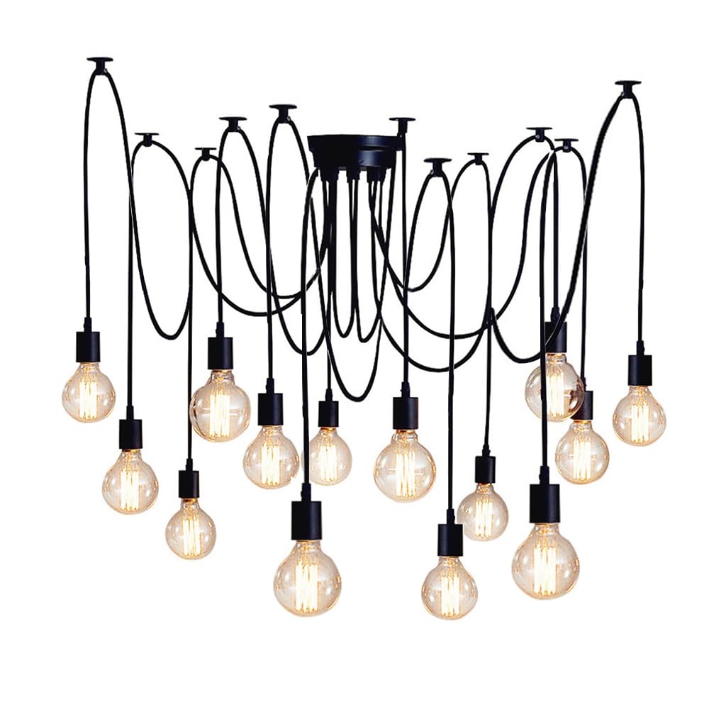 SYAXVOM Industrial Spider Pendant Light - 14-Light Chandelier for Dining Room, Loft & Living Room DIY Ceiling Lighting Fixture Modern Drop Lamp Home Decor