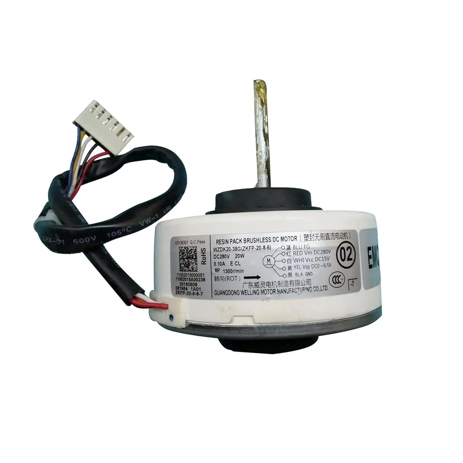 Air Conditioning Motor WZDK20-38G ZKFP-20-8-6 Brushless Fan Motor, 20W Inverter Air Conditioner Brushless Motor