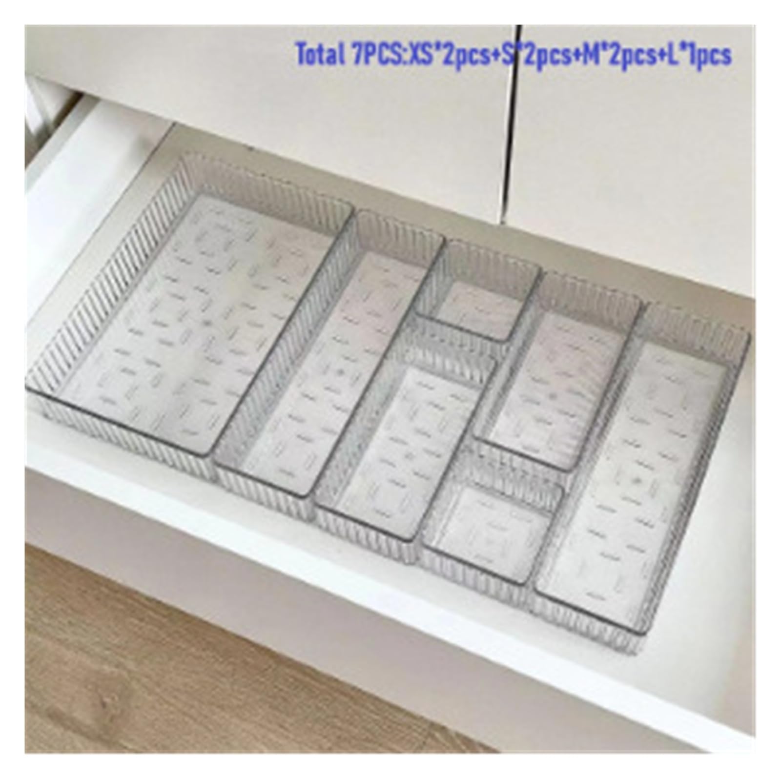 Generico Organizer for cassetti in acrilico impilabile da 7 pezzi - Vassoi divisori regolabili for cosmetici, scatola portaoggetti modulare for trucchi