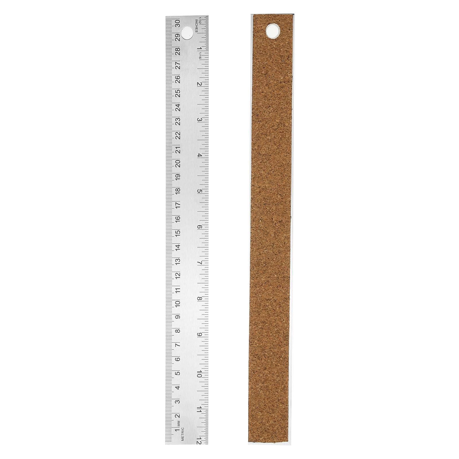 PATIKIL Stainless Steel Ruler Cork Backed, 12 Inch Straight Edge Ruler Non-Slip Cork Backing with Inch and Centimeter Scale for Office Engineering