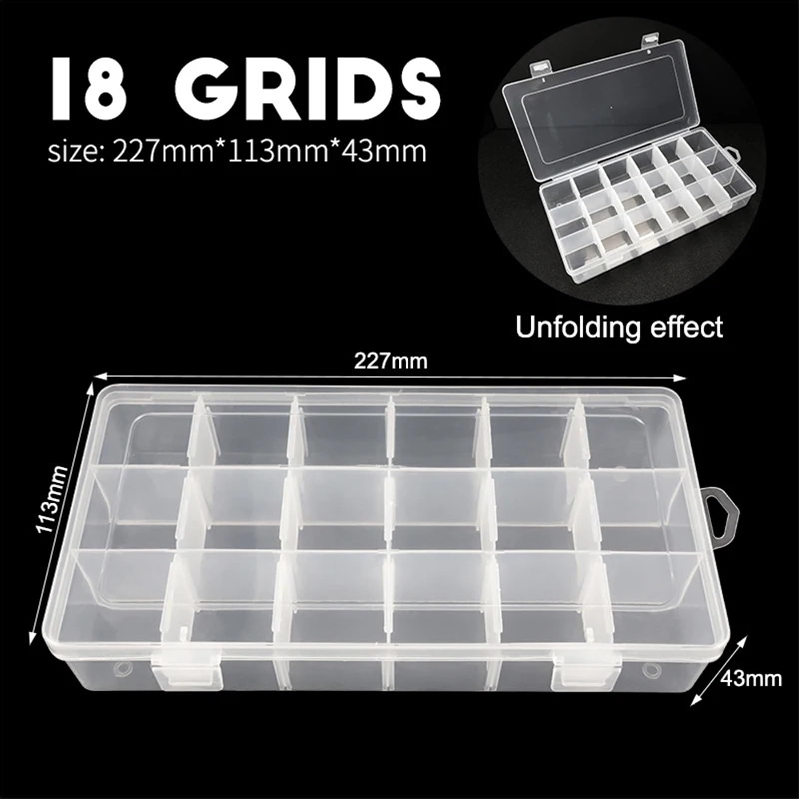 Organizador De Tornillos Caja de plástico 5 piezas, organizador joyas 10 a 24 rejillas, caja PP transparente con tornillos for pastillas, llaves y monedas