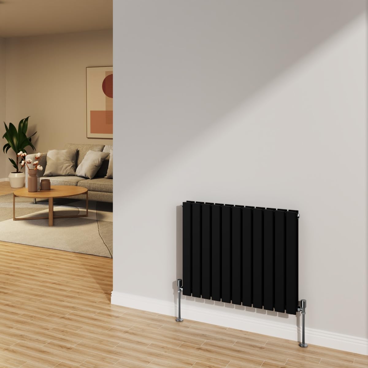 Nrg Black 600X748mm Radiator Horizontal Flat Panel Double Radiator