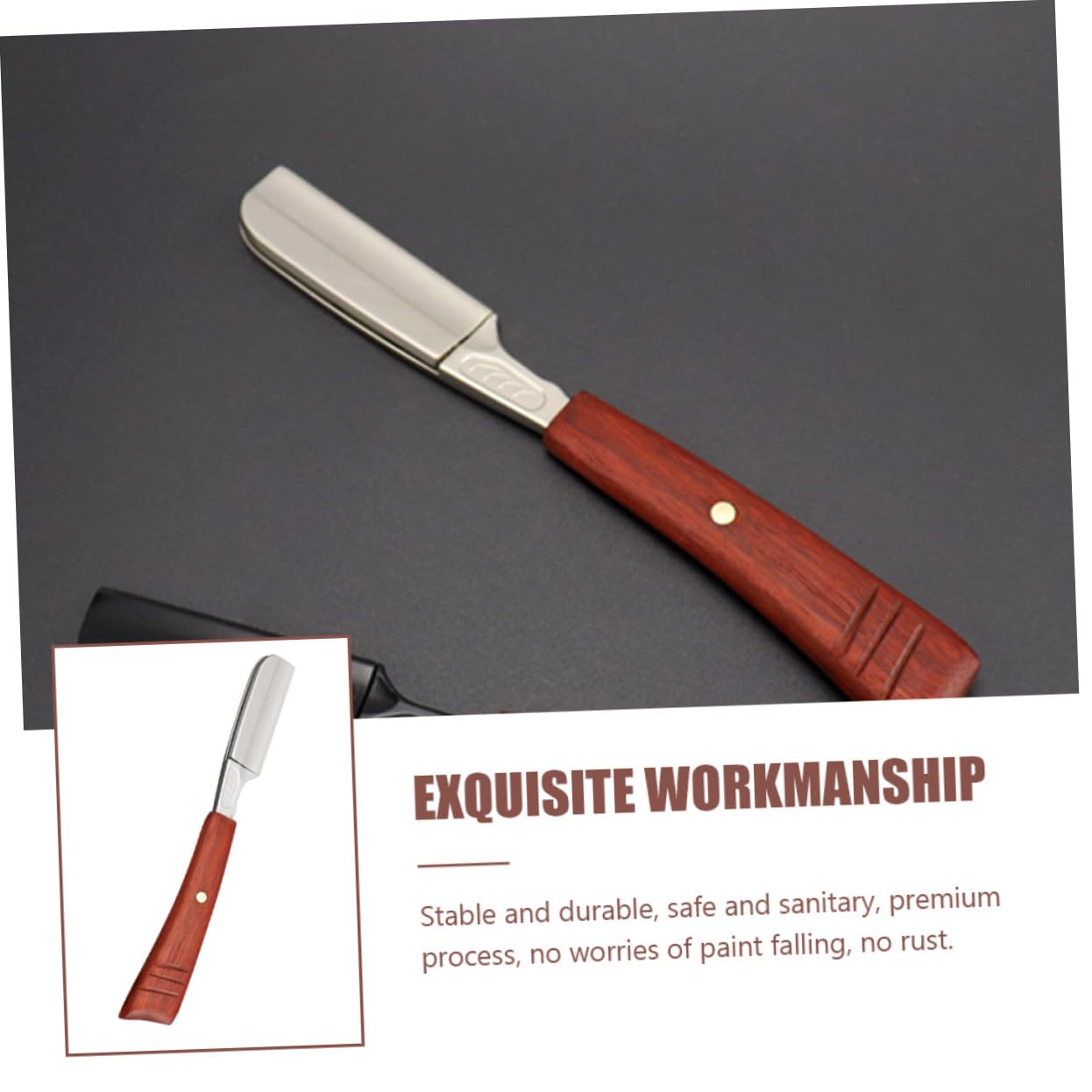 Maquinilla de Afeitar Manual para Vello Facial Masculino Mango de Madera