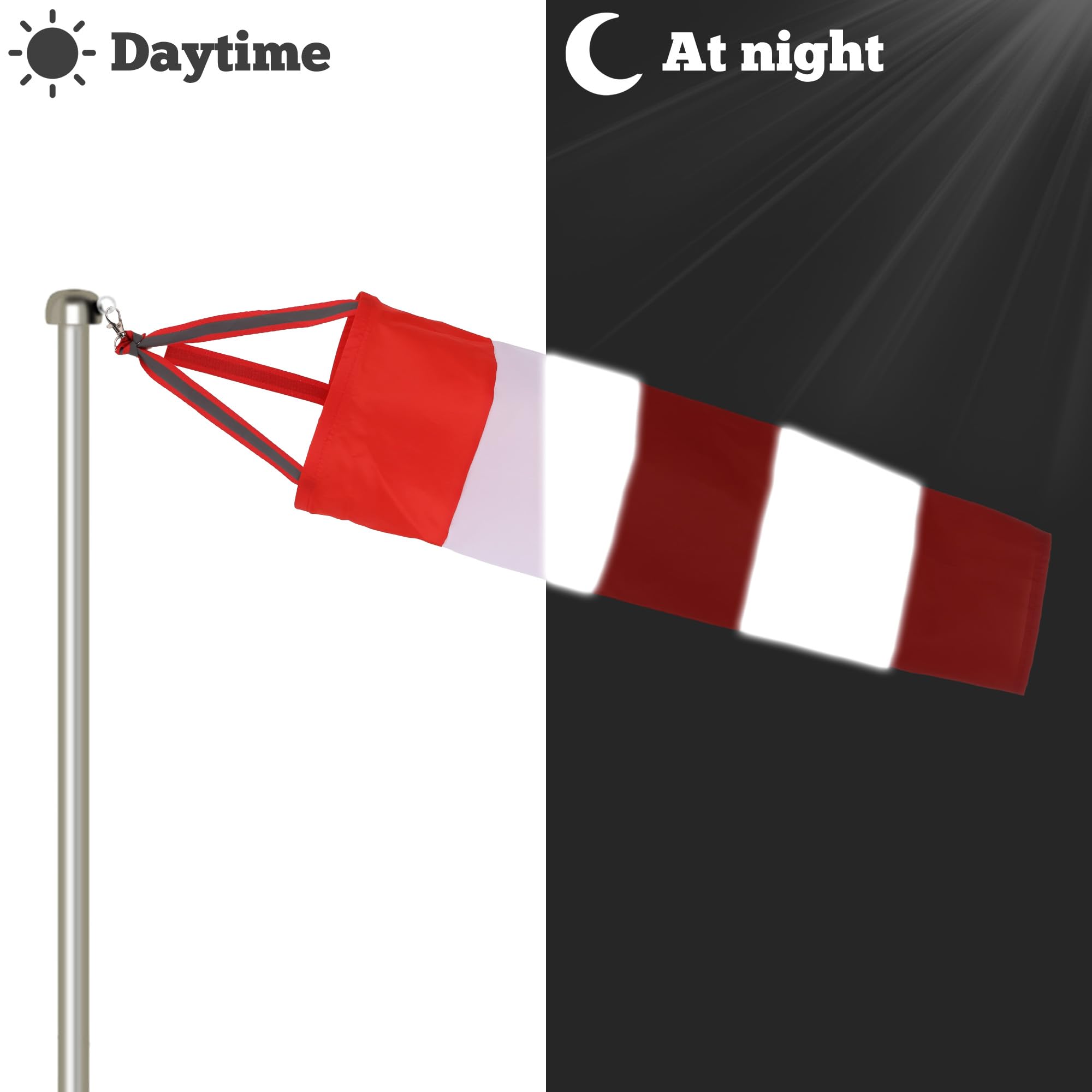 Manica A Vento 80cm Per Esterno - Indicatore Di Vento Impermeabile, Rosso-Bianco Per Aeroporto E Giardino - Foto 12