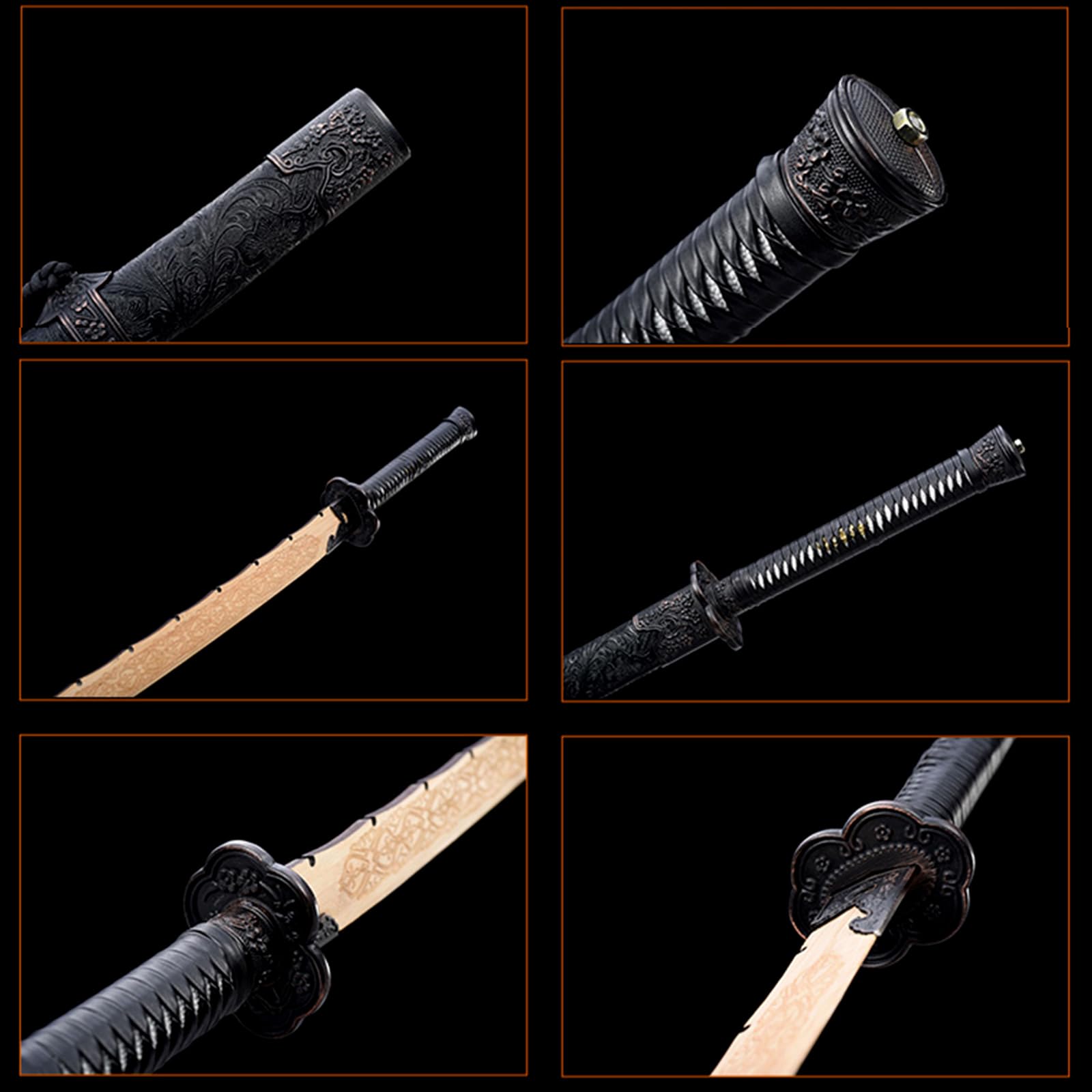 Bokken 110cm,Espada samurái de bambú natural con tallado,Hecha a mano Espada samurái madera,Vaina madera forrada en cuero sintético,Katana de madera para entrenamiento,exhibición,cosplay fiestas