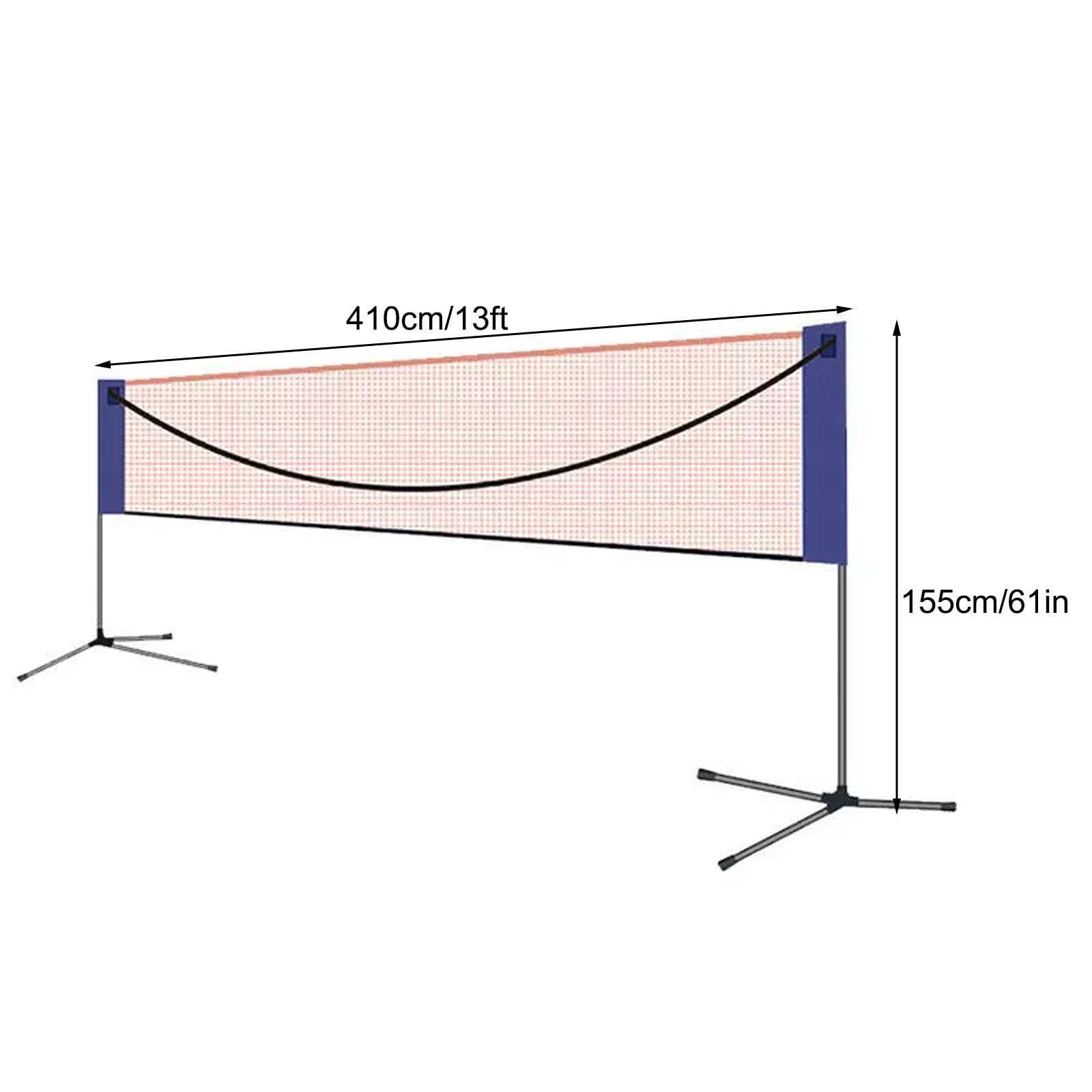 Supporto per Rete da Badminton, Set Pieghevole con Rete | Acciaio Inossidabile, Struttura In ABS, per Giardino, Parco, Spiaggia, Rete a Maglia Stretta