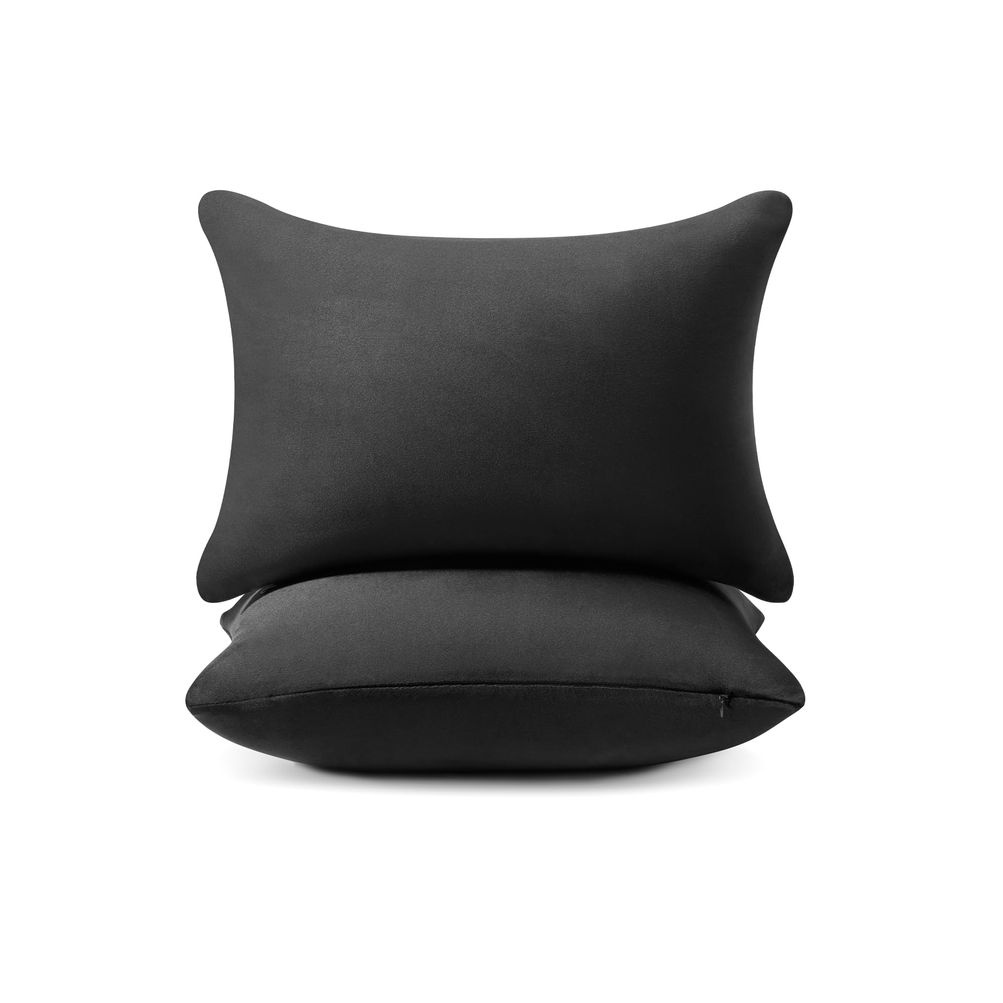 AM AEROMAX 12 × 20 Pillow Insert (Pack of 2) Memory Foam Lumbar Support Throw Pillow Sham Rectangular for Decorative Cushion Bed Couch Sofa Without Deform After Longtime Use(Black)