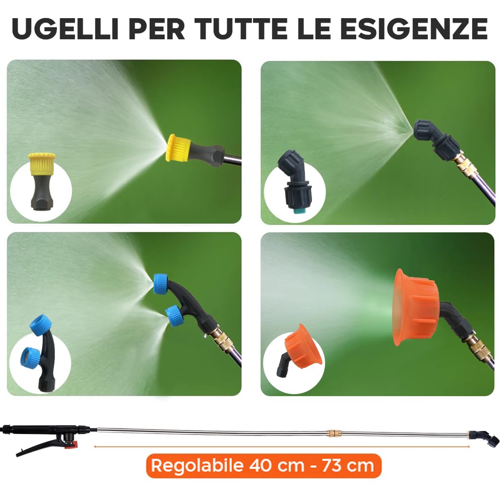 Mediawave Store - Nebulizzatore a Batteria a Spalla 16lt Pompa Diserbante con Spruzzino ST7008E1 Atomizzatore, Spruzzatore, a Zaino, per Vigneti, Orti, Piante e Disinfestazione Ambienti