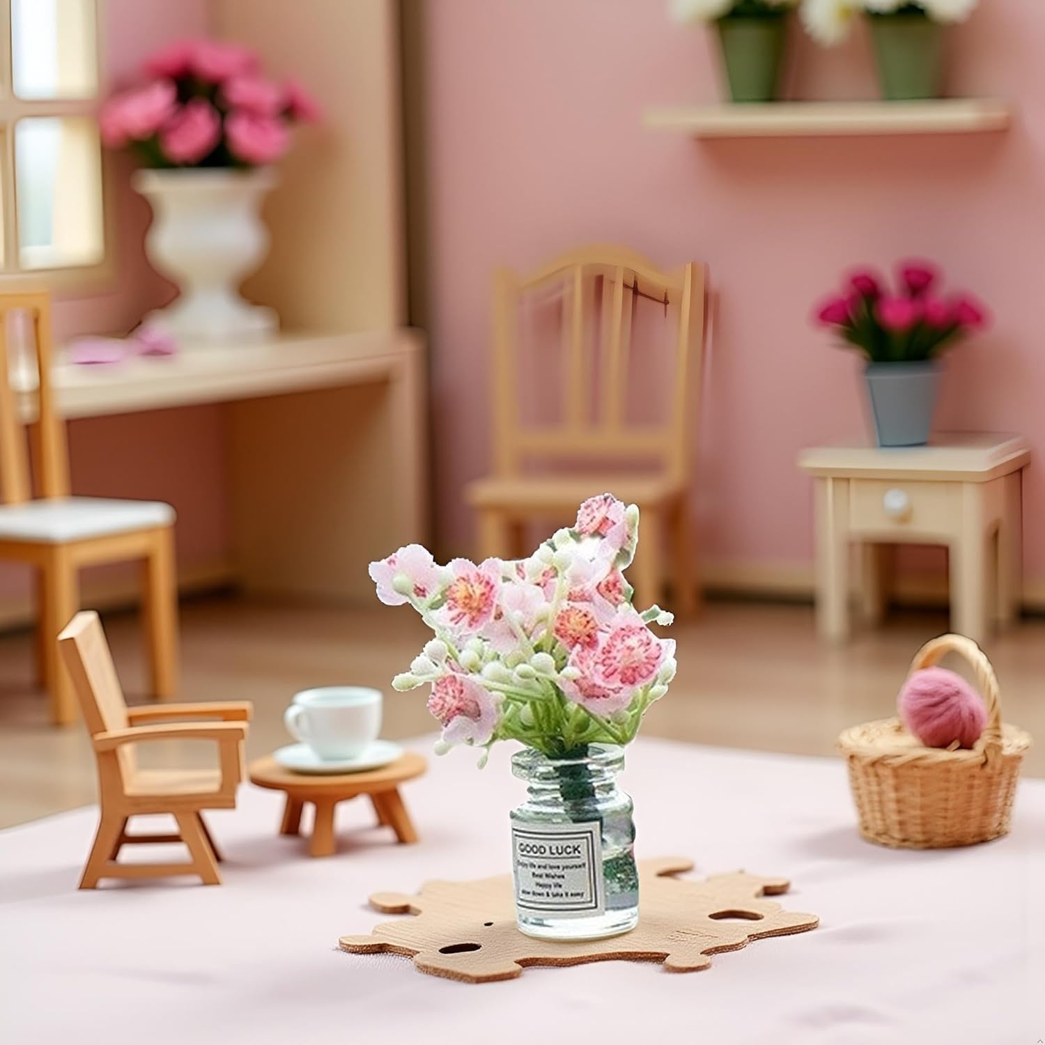 Miniature Flowers in Vase Set, 1:6 Scale Dollhouse Décor with Realistic Details - Image 4