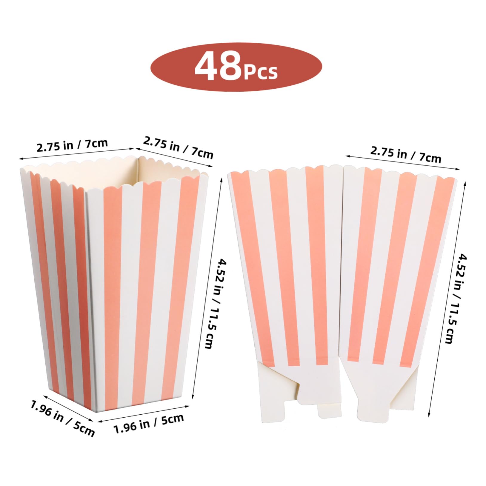STOBAZA 48 Pack Popcorn Boxes for Party Snack Holders Popcorn Buckets Party Supplies