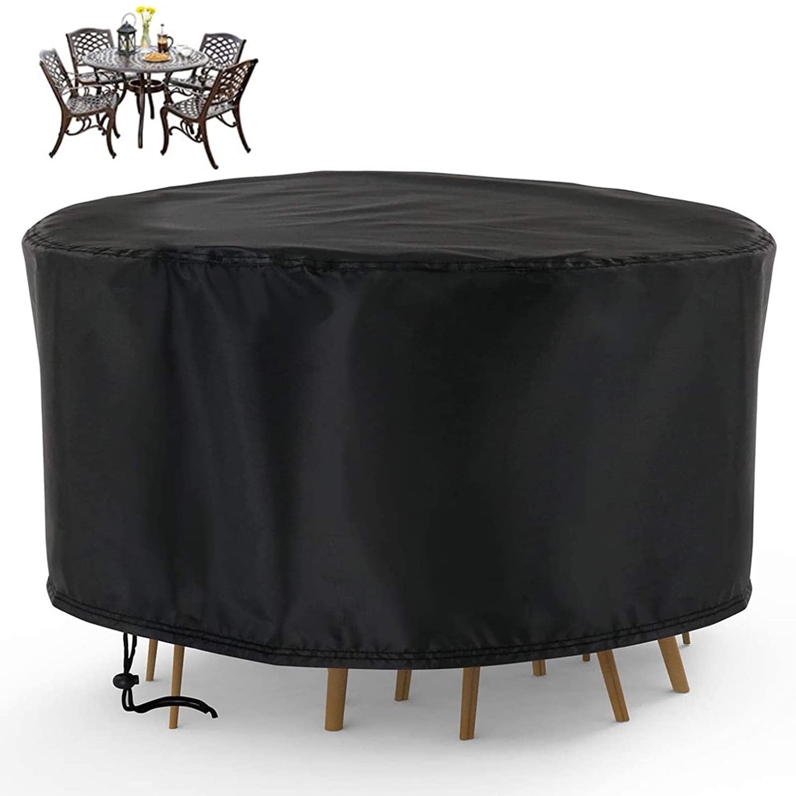 Iptienda Patio Table Cover, Garden Table Covers Round Hot Tub Cover Garden Furniture Covers Waterproof-Ø107x114cm