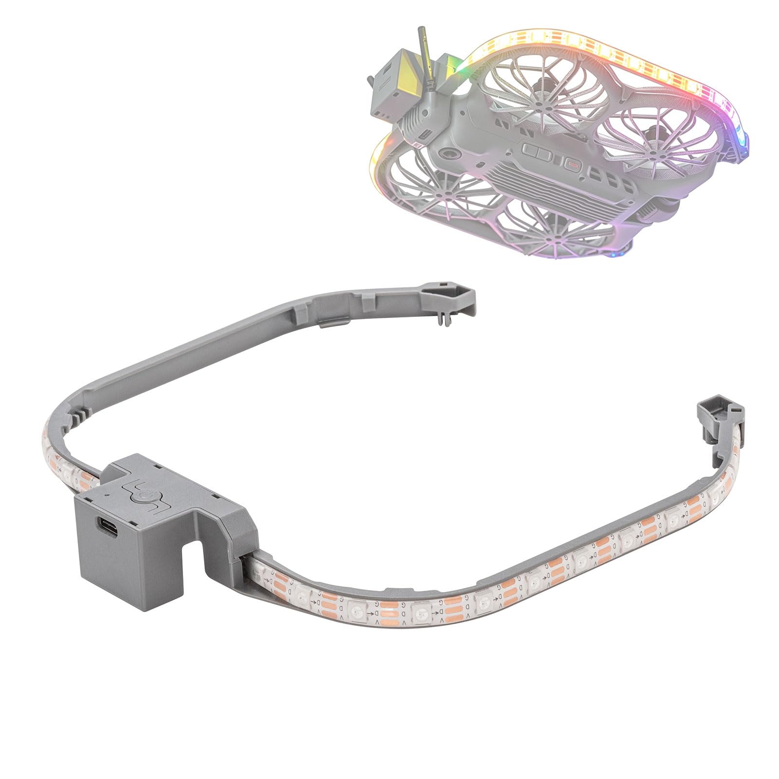LED-Lichtstreifen Propeller Guard für DJI Neo 2 Zubehör, RGB Mehrfarbige Durchfluss Nacht Flug Licht Fliegende Warnstreifen für DJI Neo 2 Fly More Combo, Typ-C wiederaufladbar, Steady/Flash/Flow-Modi