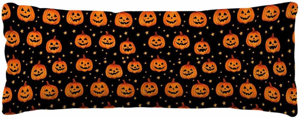 Libaoge Pillowcase Body Pillow Cover 20 x 60 Inch Halloween Pumpkins with Smiles Lumbar Pillow Cases Rectangular Decorative Pillowcases for Bed Sofa Guest Room