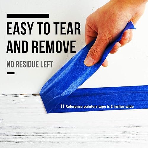 Miniatura 4 de Lichamp 6 cintas azules para pintores de 2 pulgadas de ancho, paquete múltiple de cinta adhesiva azul para pintores, 1.95 pulgadas x 55 yardas x 6