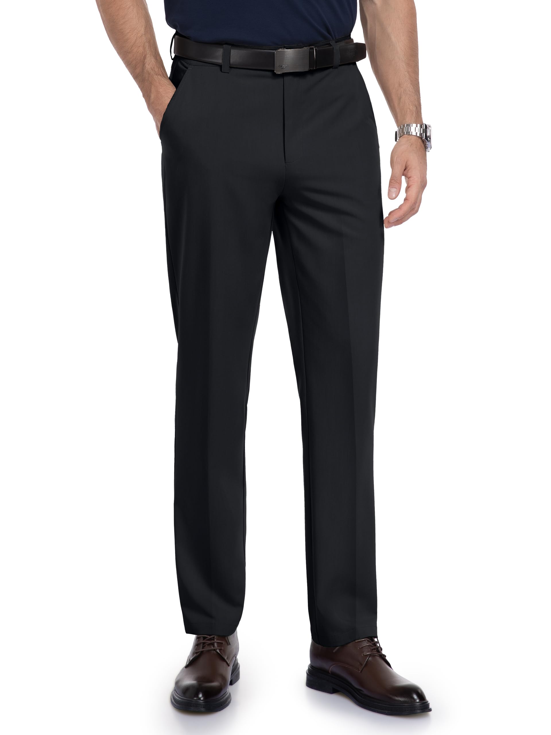 Tall Men 34 36 38 Inseam Dress Pants Classic Fit Straight Leg Business Casual Slacks Formal Office Work