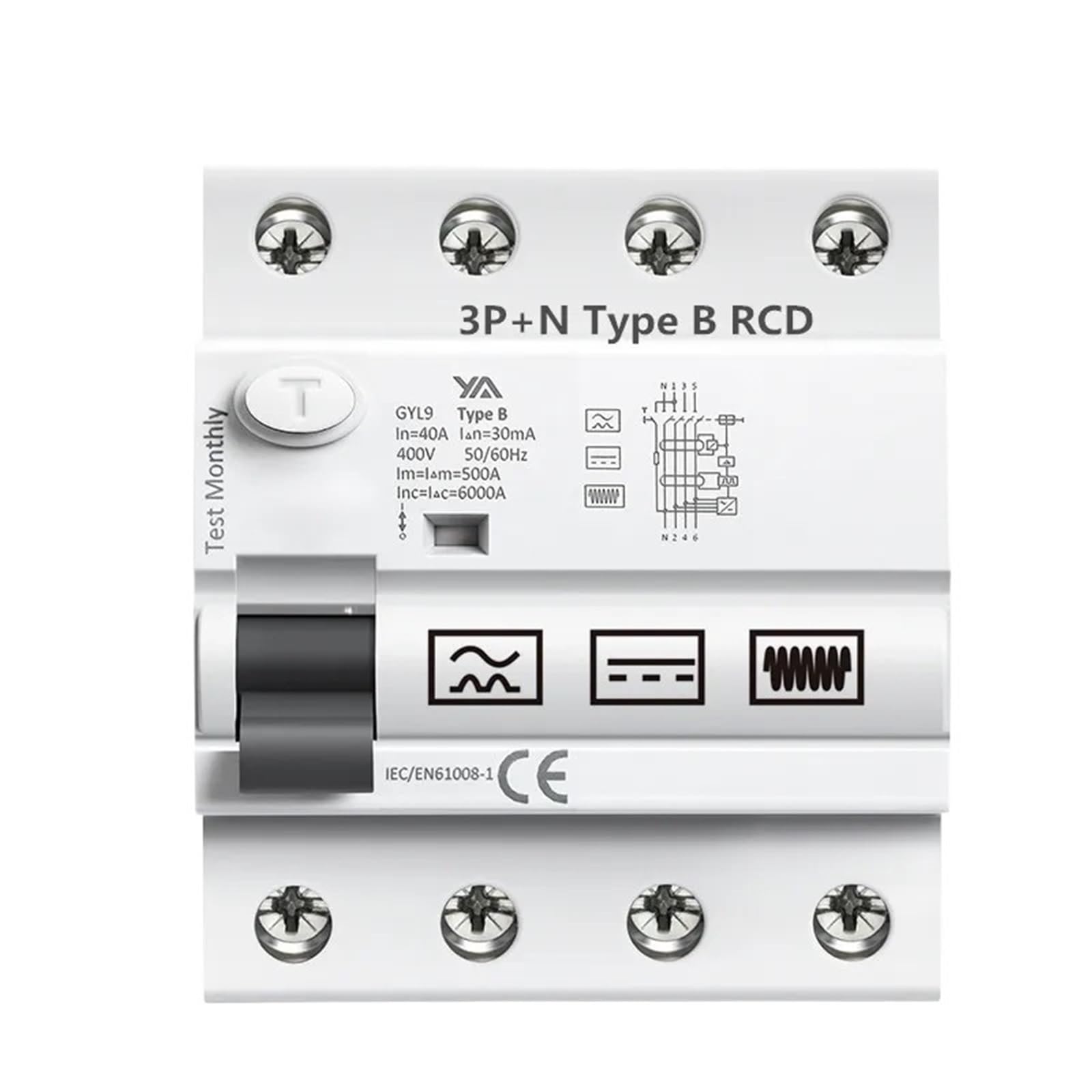 Interruttore differenziale GYL9 tipo B for guida DIN, differenziale CC 2P 4P 63A 30mA 100mA 300mA 6KA(4P-40A-100mA)