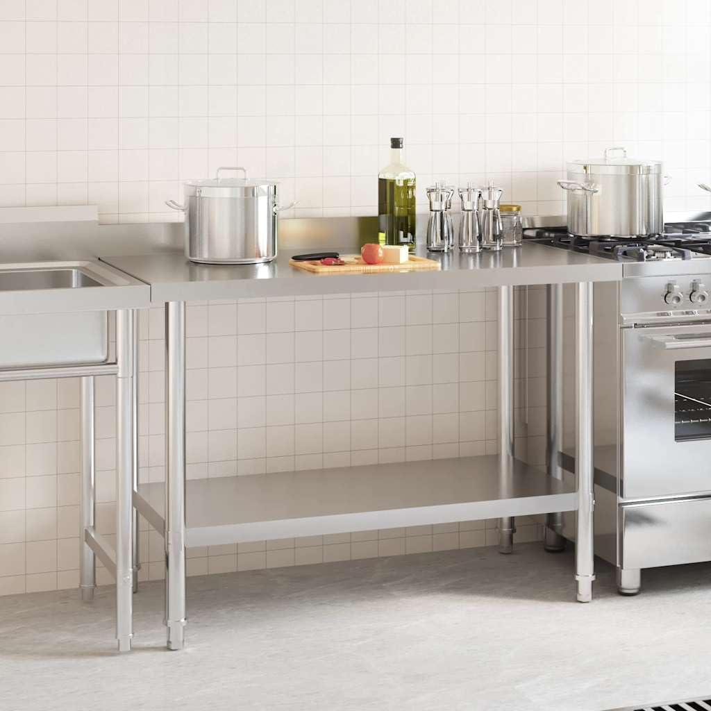 Refined Mesa Trabajo Cocina y salpicadero Acero Inoxidable 120x60x93 cm