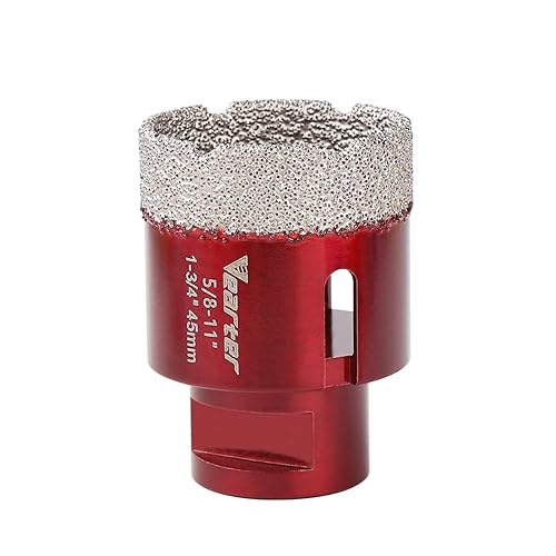 Broca de núcleo de diamante seco, 1-34 pulgadas (1.772 in) con sierra de orificio de diámetro de 58 pulgadas a 11 hilos para baldosas de cerámica,
