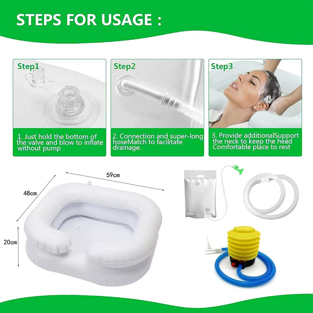 Champú Hinchable para Lavabo,Lavabo Inflable para el Cabello,Lavacabezas Hinchable Portátil para Casa,Lavacabezas para personas encamadas,Lavacabezas Portatil,Lavabo Inflable para Lavar el Cabello
