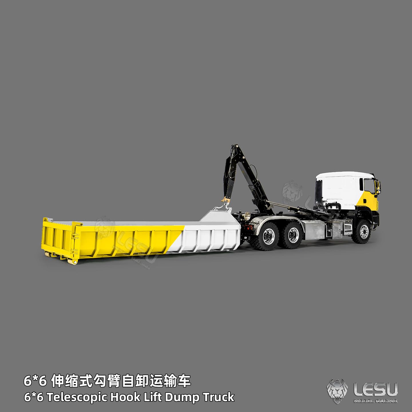 TOUCAN RC HOBBY LESU Z0094 - Carrello idraulico RC 1/14, 6 x 6, gancio telescopico in metallo, con telecomando, cambio a 3 marce